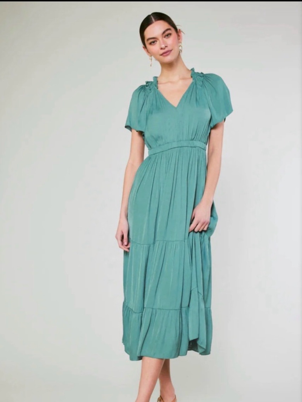 Current Air Teal Tiered Midi Dress